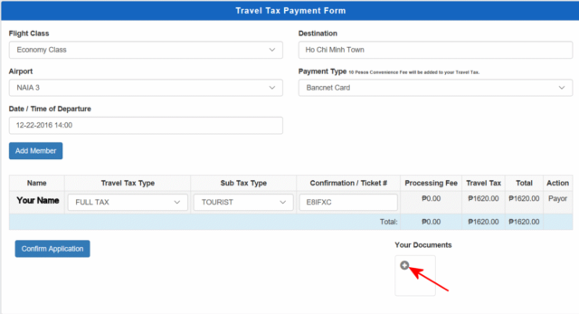 Online Travel Tax Philippines Payment